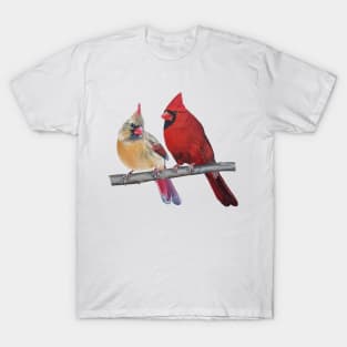 Northern Cardinal Pair painting (no background) T-Shirt